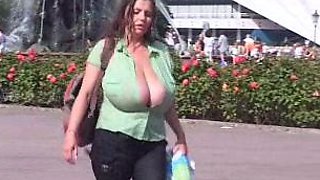 Hot amateur shakes her big boobs