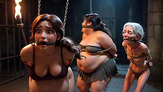 Weak Trio: Pregnant, SSBBW and Granny Tied up in Bondage Cell