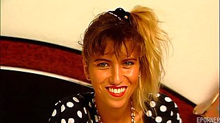 Vintage blonde enchants with sweet, irresistible nice allure