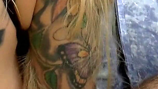 Horny tattooed MILF gets fucked in the car and outdoor