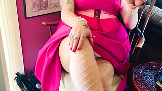 Pink To Make The Boys Wink! Tina Snua In A Leather Dress Smoking A Cigar