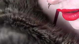 Fur Tease & Red Lips the Art of Glossy Seamed Seduction #921