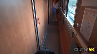 Hunt4k. quick and aggressive bang with a redhead in a teach while her bf is not around