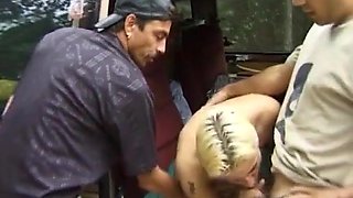Ash-blonde Teem From Germany Having Joy with 2 Schlongs