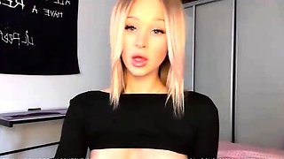 Adorable blonde teen slut with big boobs flashing in public