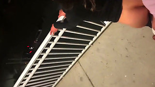 Hotel Balcony Sex as People Pass by