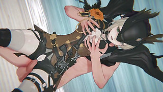 girls' Frontline 2 Exilium Sextans Checkmate and Mind Erase (bound T-doll & Hardcore POV 3D Hentai) (4k60fps)