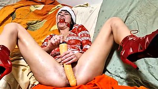 Christmas Squirt with Big Tits and Sex Toys