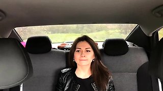 Big-Titted Russian Teen Gives Taxi Driver a Blowjob