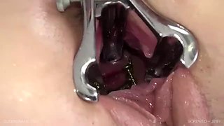 Submissive girl obeys BDSM and lezdom with screws in pussy
