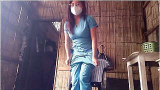 Mature Nurse Comes From Work And Starts Touching Her Vagina, Then Moisturizes Her Skin With Cream