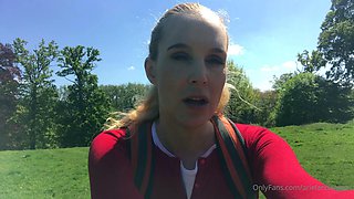 Busty blonde outdoor masturbation fun times