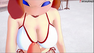 Jessica Rabbit blowjob in public pool