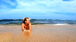 Blonde Babe's Naked Swim in the Ocean