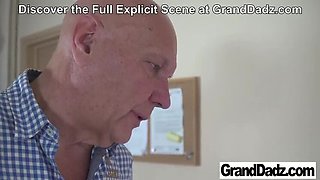 Grandpa Enjoys Young Babe Nana Garnet in Hot Cowgirl and Doggy Style Action