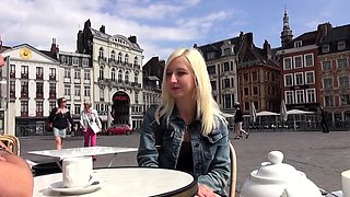 French Blonde Babe with Big Tits Gets Passionately Kissed