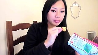Japanese teen An Himeno in black lingerie sucking dick
