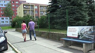Russians Natalia & her elderly lover share a steamy clothed encounter