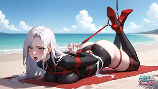 XXX: Sexy Catgirl Lovers on a Beach Bondage Fetish Milkplay Adventure!