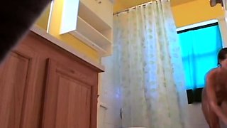Stepdaughter 21 shaves pussy in shower (voyeur)