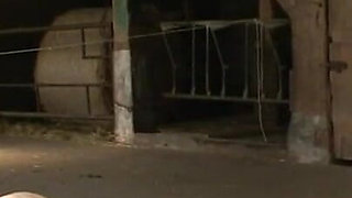 Humiliating candle in pussy