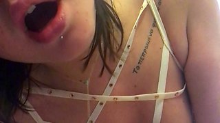 Kinky moist taco brunette anal toy play during masturbating