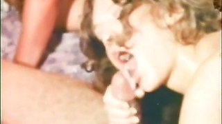 Happy vintage threesome the old-fashioned way