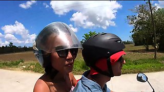 Thai girlfriend POV blowjob in public