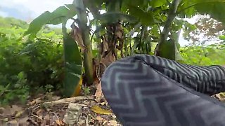 Curvy Latina Girl In Torn Leggings Plays With Her Wet Pussy In The Forest In Exciting Female POV
