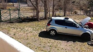 I Fuck the Neighbor While the Cuckold Works on His Car