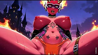 Fire element demon sexy pose Ai animation