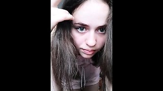 Beautiful teen brunette Jessica Sinn masturbates