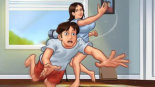 Enjoying steamy games featuring family fun with big boobs and a summer vibe