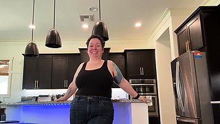 NIKKISFETISHES Curvy brunette teases in kitchen