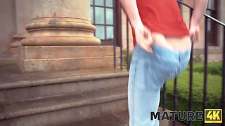 BBW tattooed MILF April Velvet fucks teen guy in a hotel room