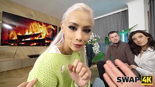 Veronica shares another guy's dick with Emily while other guy was watching POV