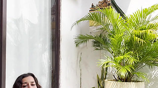 Solo Outdoors Squirting Bored on Holiday