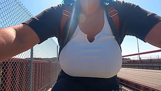 Real amateur Rosalinda flashes her big boobs and fucked