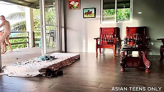 Tiny Asian Teen Gets Her Ass Destroyed by Huge Cock in Nature Park House