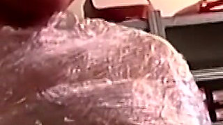 Plastic Wrapped Slut Gaping Wide Through Shiny Film