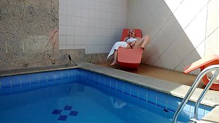 My Stepsister-in-law Thought She Was Alone At Home So I Caught Her Masturbating In The Pool, I Couldnt Resist And Went To Help Her