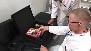 Doctors fucking their patient before a threesome facial