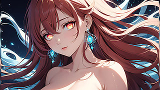 Soft Starlight a Beautiful Young Woman with Glowing Eyes in Animated Style