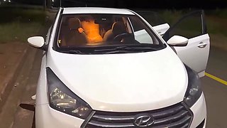 Masked milf gets fucked on a car hood, where her husband sits in there and films it