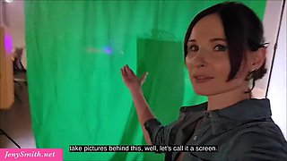 Jeny Smiths Big Butt Tease Tricks Stranger for Steamy Backstage Flirt Session