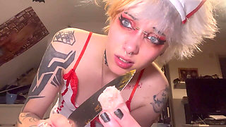 Sexy Goth Nurse Gives You Final Suck and Fuck Before Penectomy