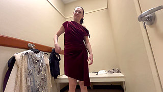 Mall Try on Flashing Showing to Her Client New Collections