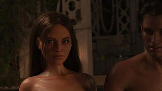 Dominos Beach 25 - Christie's Striptease for John in Front of Nikki & Scarlett While He Presses Her Boobs