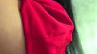 Brunette enjoys the toy on gaping pussy while masturbating