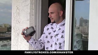 Familystrokes - checking out and hardcore my step-sister outdoors